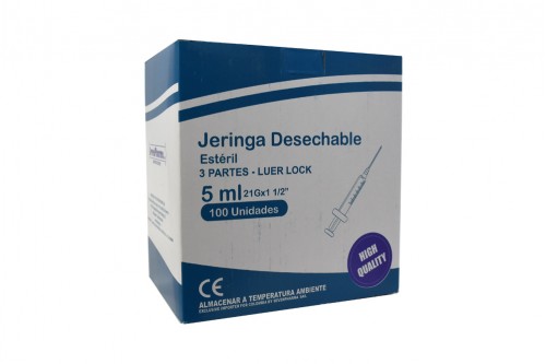 Jeringa Desechable 3 Partes 5 mL Begut Caja Con 100 Unidades