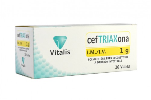 CefTRIAXona 1g Vitalis Genérico Inyectable En Caja Con 10 Ampollas Rx Rx2