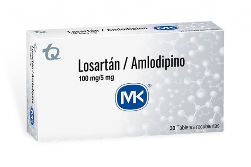 Losartan 100 mg / Amlodipino 5 mg MK Caja Con 30 Tabletas Rx Rx4