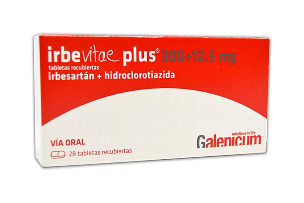 Irbevitae Plus 300 + 12.5 mg Caja Con 28 Tabletas Recubiertas Rx Rx1 Rx4