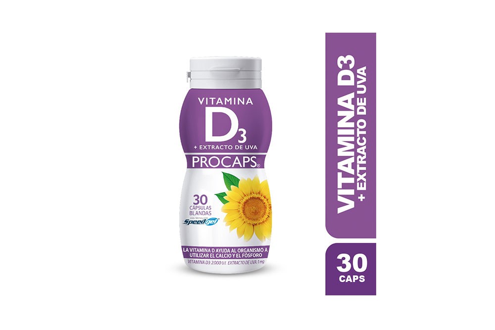Vitamina D3 Procaps + Extracto de Uvas Frasco Con 30 Cápsulas