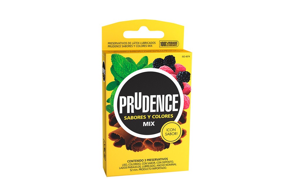 Preservativos Prudence Latex 52 Mm Ancho Mix En Caja Con 3 Unidades