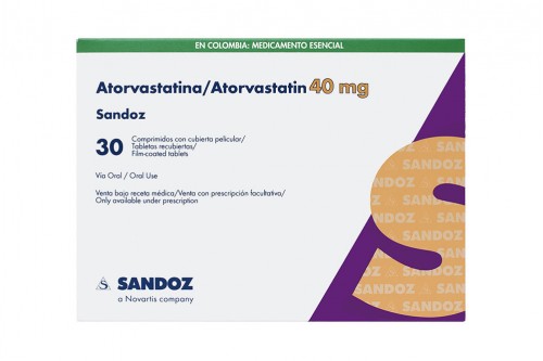 Atorvastatina Sandoz 40 Mg En Caja Por 30 Tabletas Recubiertas Rx Rx4