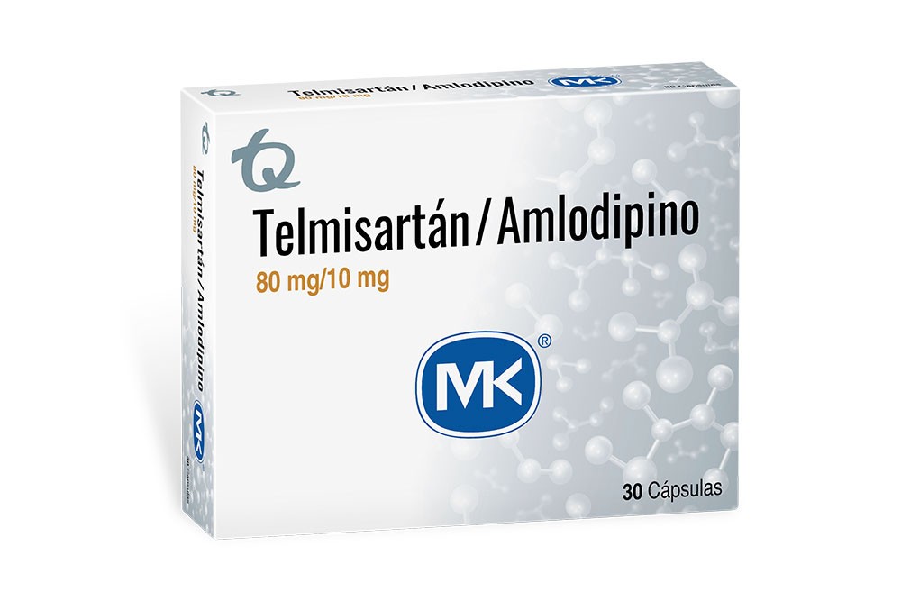 Telmisartan Amlodipino 80 mg / 10 mg Mk Caja De 30 Tabletas Rx4