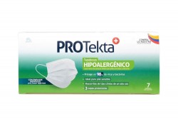 Tapabocas Hipoalergenicos Protekta Blanco Con Elástico Caja Con 7 Unidades