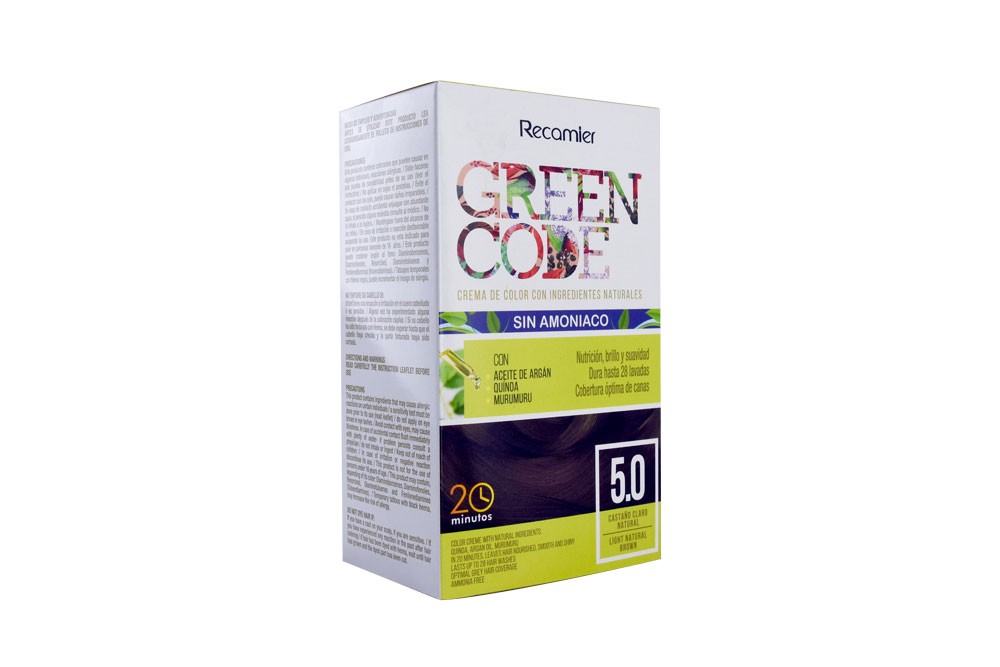 Crema De Color Green Code Tono Castaño Claro Natural Caja Con 1 Kit