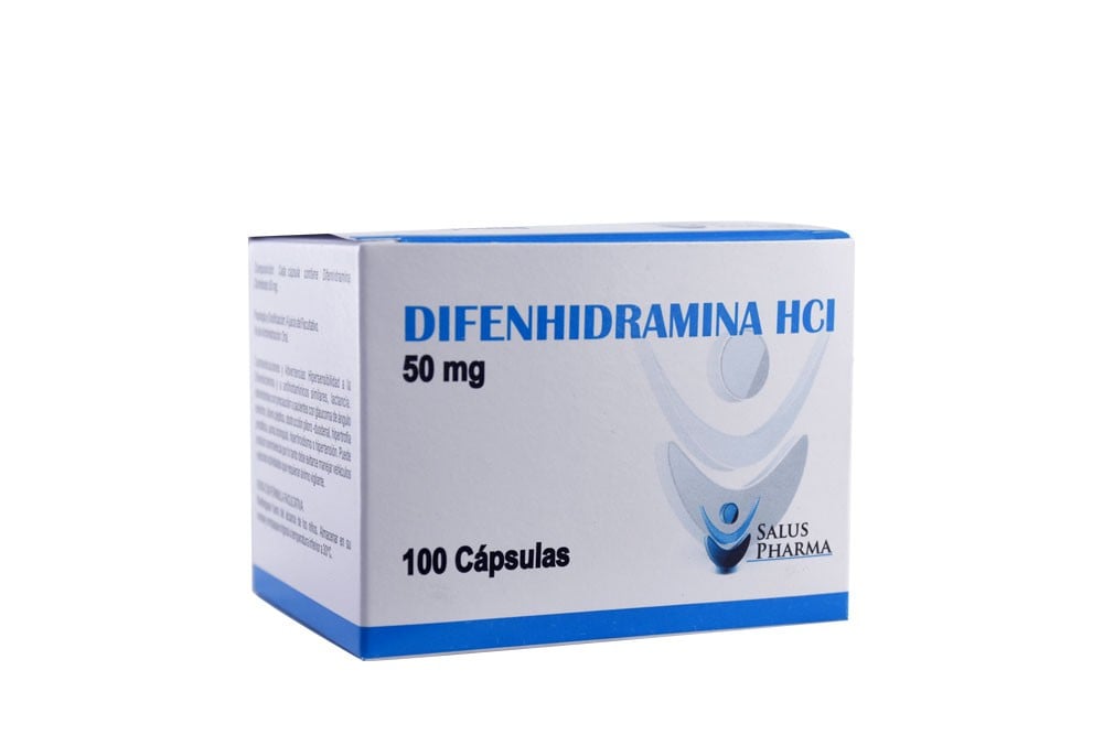 Difenhidramina Hci 50 Mg Caja Con 100 Cápsulas Rx