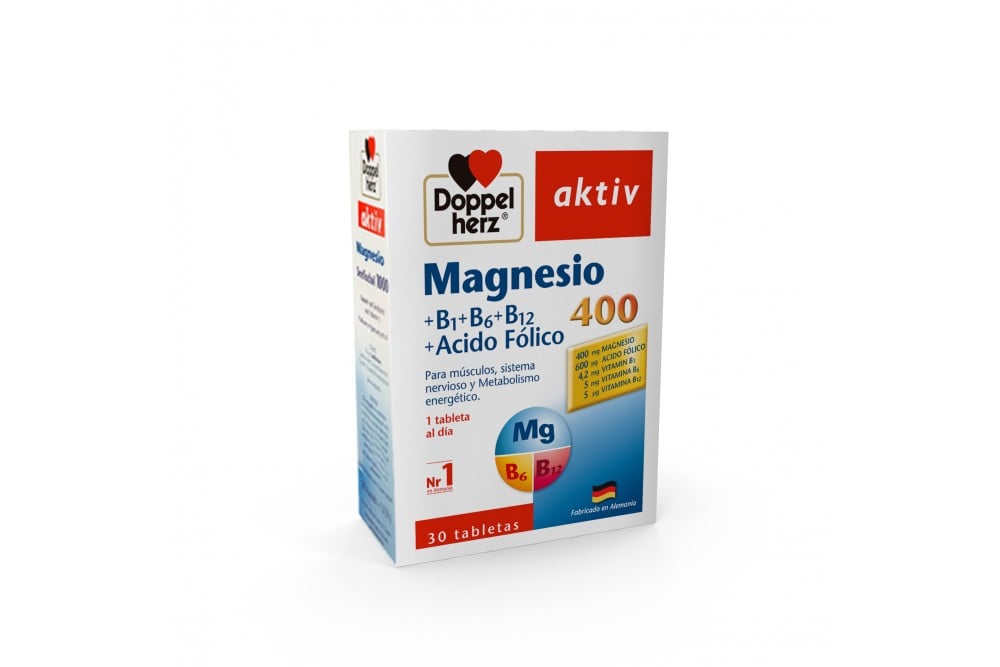 Suplemento Dietario Con Magnesio, Acido Fólico y Complejo B Caja Por 30 Tabletas - Doppel Herz Aktiv