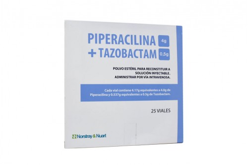Piperacilina 4G + Tazobactam 500Mg Caja Por 25 Ampollas Rx Rx2