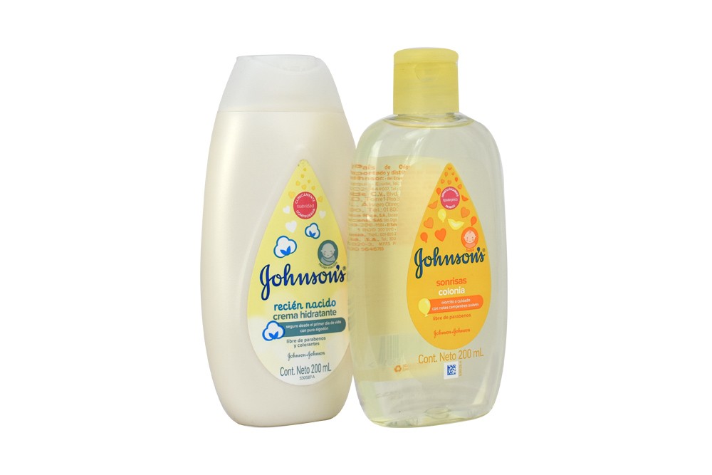 Crema Hidratante Johnson's Recién Nacido Frasco Con 200 mL y Colonia Johnson's Baby Sonrisas Frasco Con 200 mL