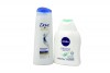 Shampoo Dove Hair Therapy Reconstrucción Completa Frasco Con 200 mL y Jabón Intimo Nivea Natural Frasco De 250 Ml