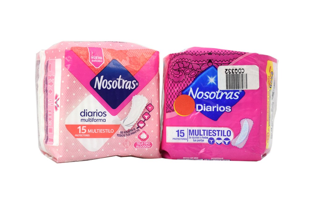 Protectores Nosotras Diarios Multiestilo Paquete Con 15 Unidades X2