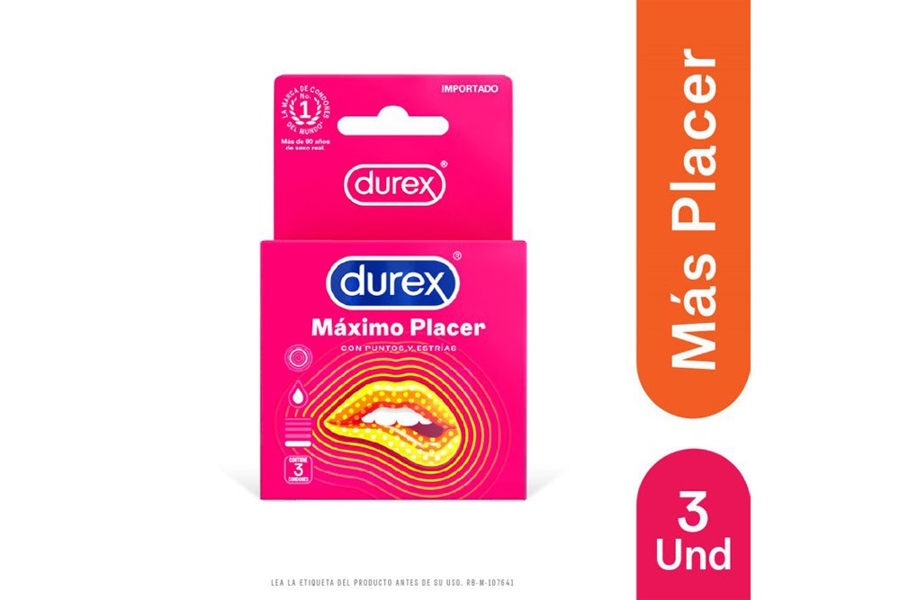 Durex Condon Máximo Placer 3 unidades