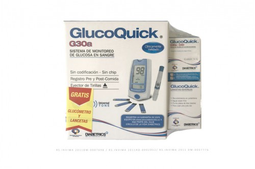 Glucometro Glucoquick G30a + 50 Tiras + 50 Lancetas Estériles