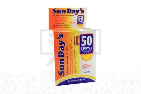 Bloqueador Sun Days 50 FPS Caja Con 24 Sobres