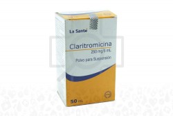 Claritromicina 250 mg / 5 mL Caja Con Frasco Con 50 mL Rx2.