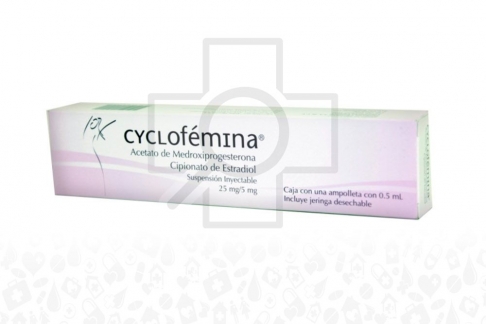 Cyclofémina 25 mg / 5 mg Caja Con 1 Ampolleta De 0.5 mL Rx Rx1 Rx4