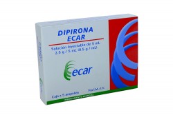 Dipirona 2.5 g / 5 mL Caja Con 5  Ampollas Con 5 mL Rx