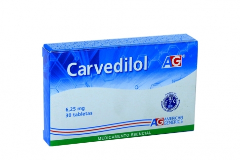 Carvedilol 6.25 mg Caja Con 30 Tabletas Rx