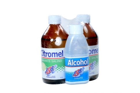 Citromel Laxante Salino Empaque Con 2 Frascos Con 310 mL C/U + Alcohol Antiséptico