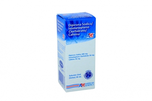 Dipirona Sódica / Isometepteno Clorhidrato / Cafeína 300 / 50 / 30 mg Caja Con Frasco Con 30 mL Rx