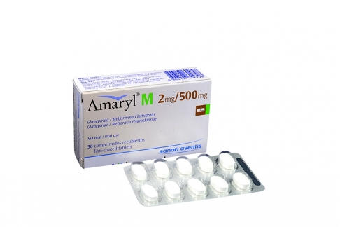 Amaryl M 2 / 500 mg Caja Con 30 Comprimidos Rx4