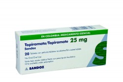 Topiramato 25 mg Caja Con 20 Tabletas Con Película