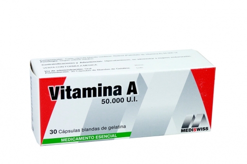 Vitamina A 50.000 UI Caja Con 30 Cápsulas Blandas De Gelatina Rx