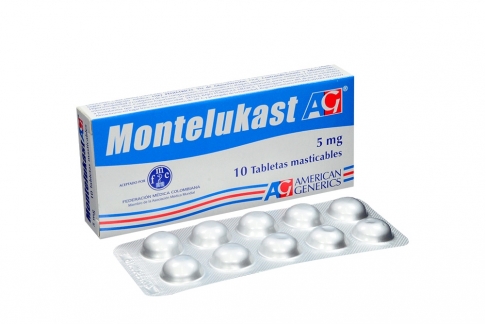 Montelukast 5 mg Caja Con 10 Tabletas Masticables . Rx1