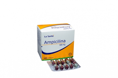 Ampicilina 500 mg Caja Con 100 Cápsulas . Rx2