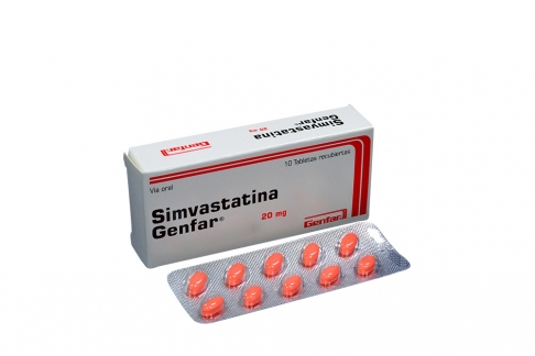 Simvastatina 20 mg Caja Con 10 Tabletas Recubiertas Rx.