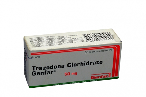 Trazodona Clorhidrato 50 mg Caja Con 50 Tabletas Rx.-