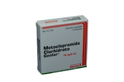 Metoclopramida Clorhidrato 10 mg / 2 mL Solución Inyectable Caja Con 5 Ampollas Rx