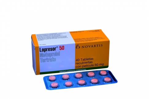Lopresor 50 mg Caja Con 40 Tabletas Recubiertas Rx