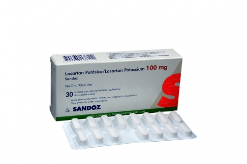 Losartán Potásico 100 mg Caja Con 30 Tabletas Recubiertas Rx4