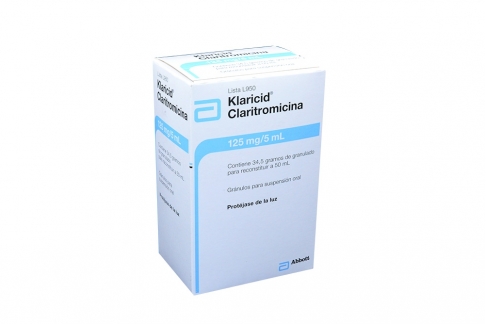 Klaricid Claritromicina Gránulos Para Suspensión Oral 125 mg / 5 mL Caja Con Frasco Con 50 mL Rx2