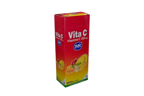 Vita C 500 mg Caja Con 100 Tabletas Masticables - Sabor Tutti Frutti