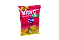 Vita C + Zinc 500 mg Bolsa Con 12 Tabletas Masticables – Sabor Tutti Frutti