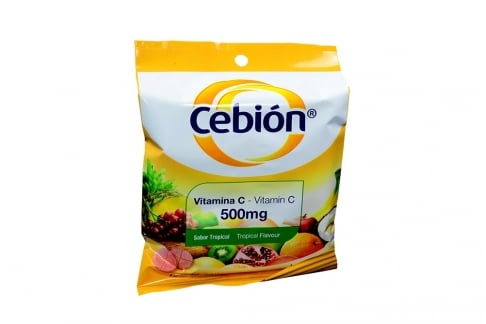 Cebion Vitamina C 500 mg Sabor Tropical Sobre Con 12 Tabletas Masticables
