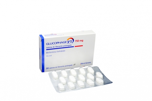 Glucophage XR 750 mg Caja Con 30 Tabletas De Liberación Prolongada Rx4