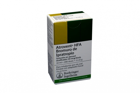 Atrovent Hfa Inhalador 20 mcg Caja Con Dosificador 10 mL Rx Rx1 Rx4