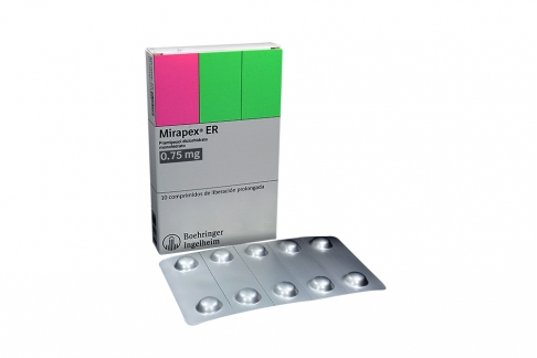Mirapex ER 0.75 mg Caja Con 10 Comprimidos Rx1 Rx4