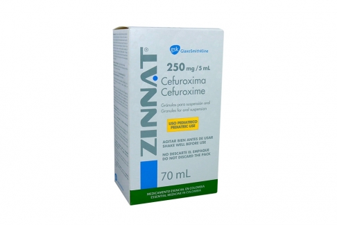 Zinnat Suspensión 250 mg / 5 mL Caja Con Frasco Con 70 mL Rx Rx2