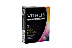 Condones Vitalis Color y Flavor Caja Con 3 Unidades