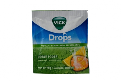 Vick Drops Sabor Limón Sobre Con 5 Pastillas Con 2 g C/U