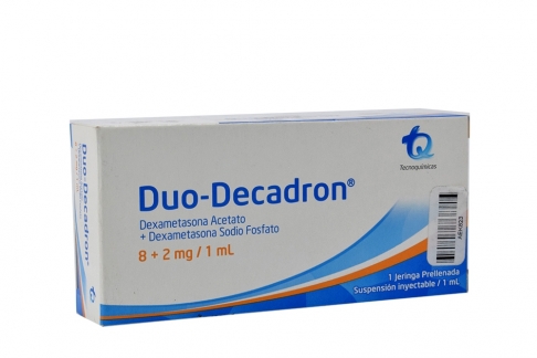 Duo-decadron Suspensión Inyectable 8 + 2 mg / 1 mL Caja Con 1 Jeringa Prellenada Con 1 mL Rx Rx4