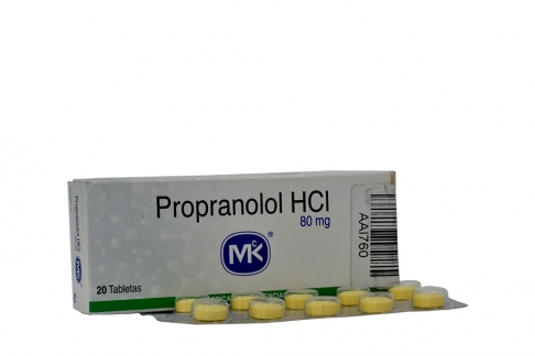 Propranolol HCI 80 mg Caja Con 20 Tabletas Rx