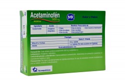 Acetaminofén 500 Mg MK Caja Con 20 Tabletas