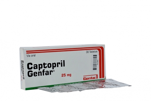 Captopril 25 mg Genfar Caja Con 30 Tabletas Rx