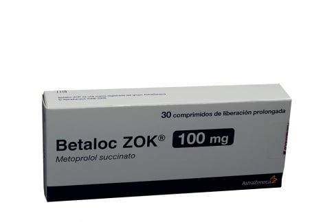 Betaloc Zok 100 mg Caja Con 30 Comprimidos De Liberación Prolongada Rx1 Rx4